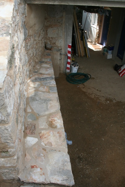 Paved courtyard shelf